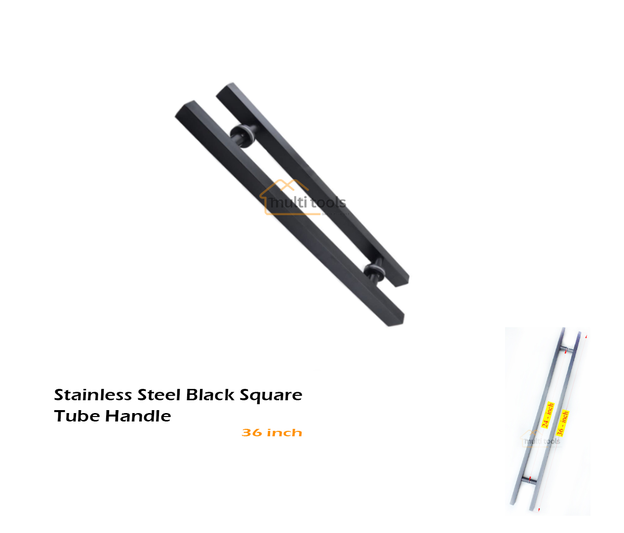 36 Inch Stainless Steel Black Square Tube Handle